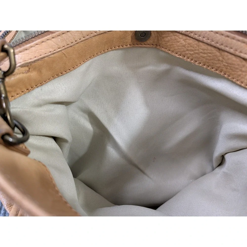 American Leather‎ Co Lenox Triple Entry Satchel Bag Purse Leather Cafe Latte